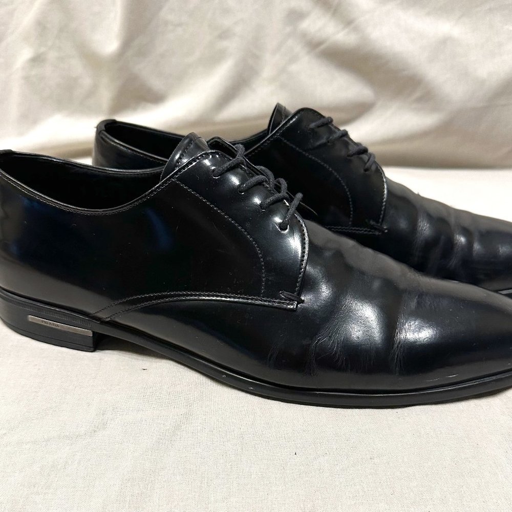 Prada black patent leather oxford shoes
